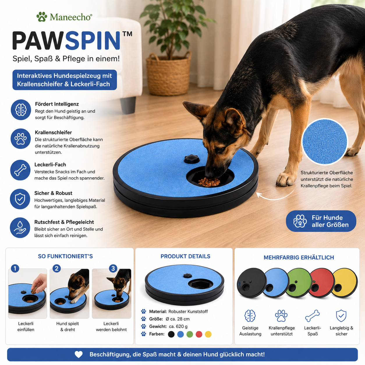 Maneecho PawPlay™ – Interaktives Hundespielzeug mit Krallenschleifer