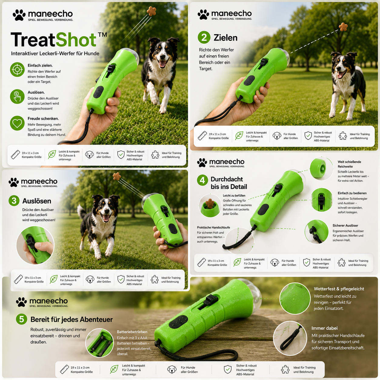 Maneecho TreatShot™ Interaktiver Leckerli-Werfer für Hunde